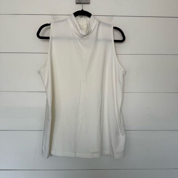 Chico’s Women’s 3 White The Ultimate Tee Turtleneck Sleeveless Top - Picture 1 of 5